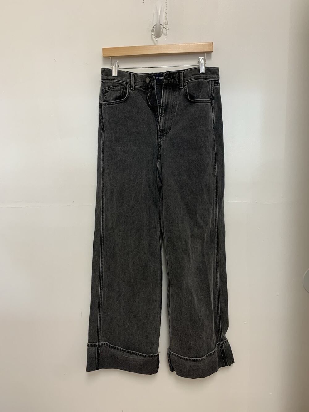 Veronica Beard Taylor Relaxed Wide Leg Black Jeans High Rise Sz 28